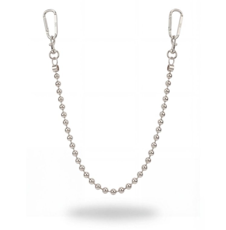 Line 47 ball chain with two carabiners, cut out on white